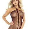 Combinaison BodyStocking Catsuit Fine Résille Devant Ajouré