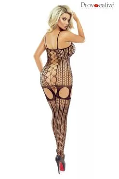 Combinaison BodyStocking Effet Guêpière Et Bas Grande Résille -SexToys Soldes combinaison bodystocking effet guepiere et bas grande resille 3