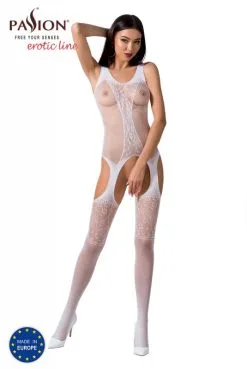 Combinaison BodyStocking Ouverte Résille Dentelle Jarretelles Large Blanche -SexToys Soldes combinaison bodystocking ouverte resille dentelle jarretelles large blanche 1