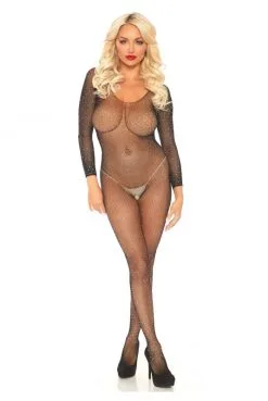 Combinaison Bodystocking Strass Manches Longues Ouverte -SexToys Soldes combinaison bodystocking strass manches longues ouverte 4