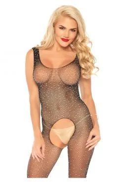 Combinaison Bodystocking Strass Sexy Chic Grande Ouverture