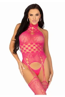 Combinaison Résille Dentelle Rose Néon -SexToys Soldes combinaison resille dentelle rose neon 4