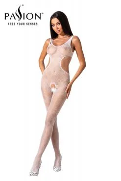 Combinaison Résille Ouverte Dos Effet 2 Pièces Blanche