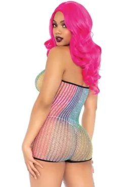 CombisShort Bustier Résille Arc En Ciel Lurex Brilliant -SexToys Soldes combisshort bustier resille arc en ciel lurex brilliant 2