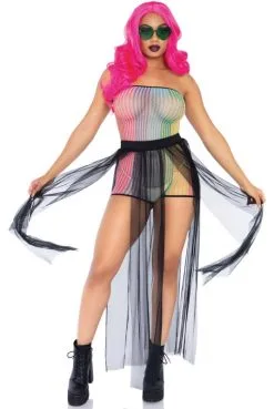 CombisShort Bustier Résille Arc En Ciel Lurex Brilliant -SexToys Soldes combisshort bustier resille arc en ciel lurex brilliant 4