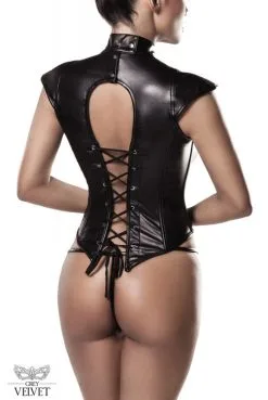 Corsage Fetish Lacé Sexy Simili Cuir -SexToys Soldes corsage fetish lace sexy simili cuir 1