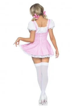 Costume Paysanne Vichy Blanc Et Rose Sexy -SexToys Soldes costume paysanne vichy blanc et rose sexy 2