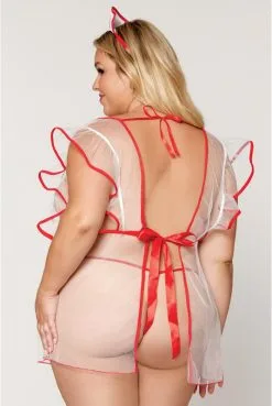 Costume Transparent Infirmière Sexy Grande Taille Nuisette Nipples Coiffe Et String -SexToys Soldes costume transparent infirmiere sexy grande taille nuisette nipples coiffe et string 3