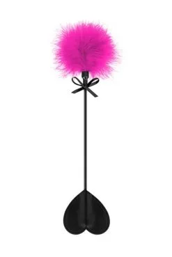 Cravache Noire Coeur Plumeau Rose