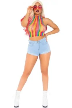 Crop Top Résille Arc En Ciel -SexToys Soldes crop top resille arc en ciel 2