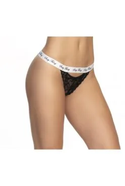 Culotte Dentelle Noir Ceinture Blanche Imprimé