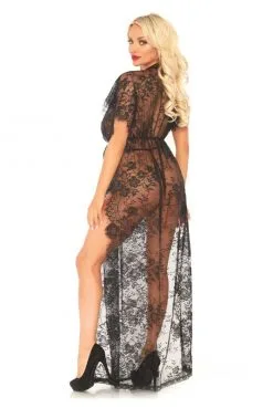 Déshabillé Chic Noir Transparent Kaften -SexToys Soldes deshabille chic noir transparent kaften 1