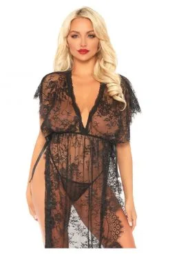 Déshabillé Chic Noir Transparent Kaften -SexToys Soldes deshabille chic noir transparent kaften 2