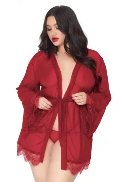 Déshabillé Transparent Grande Taille Sexy Chic Noir Ou Bordeaux