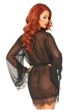 Déshabillé Transparent Sexy Chic Noir -SexToys Soldes deshabille transparent sexy chic noir 1