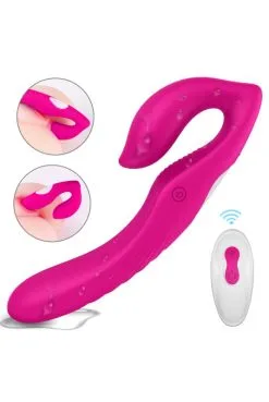 Double God Vibro Sans Ceinture Strap-On Télécommandé