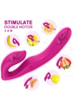 Double God Vibro Sans Ceinture Strap-On Télécommandé -SexToys Soldes double god vibro sans ceinture strap on telecommande 3