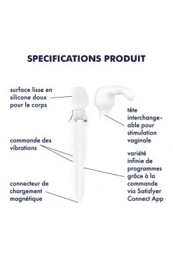Double Wand Blanc Connecté USB Double Wand-er Satisfyer - CC597756 -SexToys Soldes double wand blanc connecte usb double wand er satisfyer cc597756 1