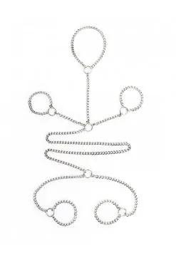 Ensemble Chaine Argentée Collier Menottes Poignets Chevilles