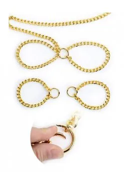 Ensemble Chaine Dorée Collier Menottes Poignets Chevilles -SexToys Soldes ensemble chaine doree collier menottes poignets chevilles 1