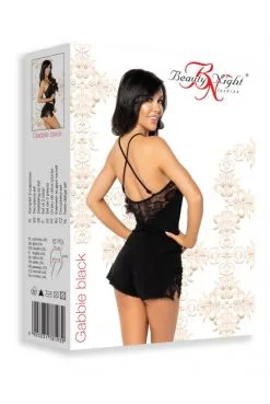 Ensemble De Nuit Top Et Shorty Gabbie Noir -SexToys Soldes ensemble de nuit top et shorty gabbie noir 6