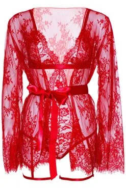 Ensemble Déshabillé Body String Jarretelles Rouge -SexToys Soldes ensemble deshabille body string jarretelles rouge 6