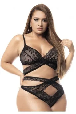 Ensemble Et Nuisette Grande Taille 2 En 1 Soutien Gorge Et String -SexToys Soldes ensemble et nuisette grande taille 2 en 1 soutien gorge et string 5