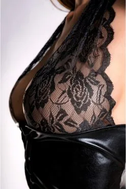 Ensemble Fetish Chic Top Lacé Et Mini Jupe Wetlook Et Dentelle -SexToys Soldes ensemble fetish chic top lace et mini jupe wetlook et dentelle 3