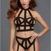 Ensemble Fétish Soutien Gorge Et Culotte Strappy Larges