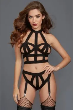 Ensemble Fétish Soutien Gorge Et Culotte Strappy Larges