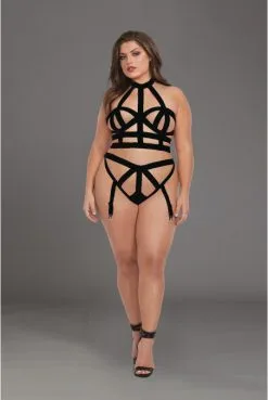 Ensemble Grande Taille Fétish Soutien Gorge Et Culotte Strappy Larges -SexToys Soldes ensemble grande taille fetish soutien gorge et culotte strappy larges 2