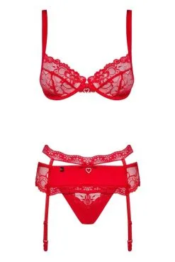 Ensemble Heartina Rouge Coeur Strass Obsessive -SexToys Soldes ensemble heartina rouge coeur strass obsessive 2