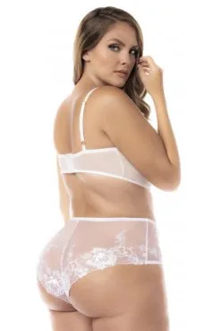 Ensemble Lingerie Grande Taille Culotte Taille Haute Sexy Blanc 2 Pièces -SexToys Soldes ensemble lingerie grande taille culotte taille haute sexy blanc 2 pieces 3