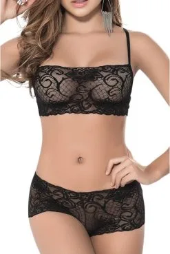 Ensemble Lingerie Noir Mini Bustier Shorty -SexToys Soldes ensemble lingerie noir mini bustier shorty 2