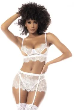 Ensemble Lingerie Sexy Porte Jarretelles Long Mini String 3 Pièces Blanc -SexToys Soldes ensemble lingerie sexy porte jarretelles long mini string 3 pieces blanc 2