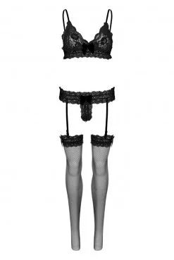 Ensemble Noir Sexy String Jarretelles Bas -SexToys Soldes ensemble noir sexy string jarretelles bas 4