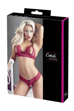 Ensemble Ouvert Soutien Gorge String Dentelle Rouge -SexToys Soldes ensemble ouvert soutien gorge string dentelle rouge 4