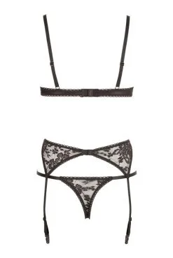 Ensemble Sexy 3 Pièces Seins Nus String Ouvert Dentelle Noire -SexToys Soldes ensemble sexy 3 pieces seins nus string ouvert dentelle noire 3