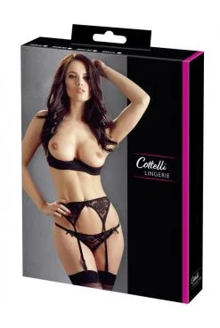 Ensemble Sexy 3 Pièces Seins Nus String Ouvert Dentelle Noire -SexToys Soldes ensemble sexy 3 pieces seins nus string ouvert dentelle noire 4