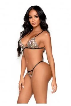 Ensemble Sexy Chic Soutien Gorge Transparent String Brodés Fleurs Noir -SexToys Soldes ensemble sexy chic soutien gorge transparent string brodes fleurs noir 1