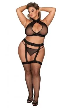 Ensemble Sexy Grande Taille 3 Pièces Résille Et Dentelle -SexToys Soldes ensemble sexy grande taille 3 pieces resille et dentelle 3