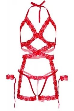 Ensemble Sexy Hot Rouge 3 Pièces -SexToys Soldes ensemble sexy hot rouge 3 pieces 2