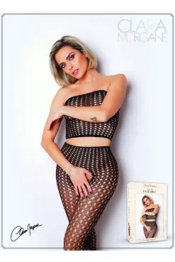 Ensemble Sexy Maille Ajourée Top Bandeau Collant Ouvert -SexToys Soldes ensemble sexy maille ajouree top bandeau collant ouvert 2