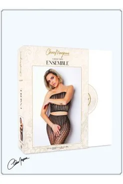 Ensemble Sexy Maille Ajourée Top Bandeau Collant Ouvert -SexToys Soldes ensemble sexy maille ajouree top bandeau collant ouvert 4