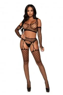 Ensemble Sexy Maxi Résille Collants Porte Jarretelles Gants -SexToys Soldes ensemble sexy maxi resille collants porte jarretelles gants 3