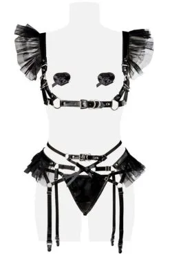 Ensemble Simili Cuir Sexy Fetish Chic 4 Pièces -SexToys Soldes ensemble simili cuir sexy fetish chic 4 pieces 3