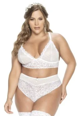 Ensemble Soutien-Gorge Virginal Blanc Et String Assorti Grande Taille -SexToys Soldes ensemble soutien gorge virginal blanc et string assorti grande taille 2