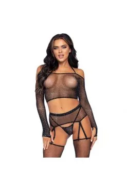 Ensemble Strass 4 Pièces Top Porte Jarretelle String Et Bas -SexToys Soldes ensemble strass 4 pieces top porte jarretelle string et bas 2