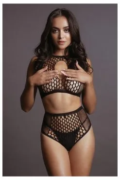 Ensemble Top Court Et Shorty Résille Keyhole