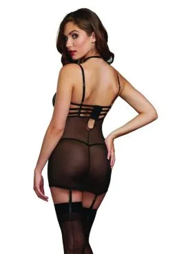 Guépière Dentelle Avec Tour De Cou, Porte Jarretelles Et String - DG11799BLK -SexToys Soldes guepiere dentelle avec tour de cou porte jarretelles et string dg11799blk 3